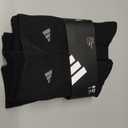 adidas Men's Athletic Cushioned Crew Socks (6 Pairs) Durable & Comfortable (Black, L)
