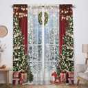 Allenjoy Christmas Window Curtain Winter Xmas Tree Glitter Bokeh Print Curtains Home Decor Rod Pocket Darkening Drapes for Bedroom Living Room 82 in x 84 in