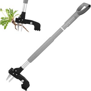 Weed Puller Tool,Gardening Stand Up Weeding Tool with 40" Long Handle Heavy Duty,4-Claws Manual Weeder Remover,Weeder Root Without Bending for Dandelion Gardening Yard PatioGrey (39.4 inch, Gray)