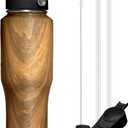 SENDESTAR 40oz Stainless Steel Water Bottle(Cold for 48 Hrs, Hot for 24 Hrs),Double Wall Vacuum Insulated Bottle with Straw Lid, Spout Lid and Flex Cap, Fit in Any Car Cup Holder (Wood)