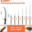 30FT Manual Pole Saw for Tree Trimming, 5-24FT Telescoping Extension Pole with Flip-Lock & Screw Dual Locking, 19" 3X Detachable Pruning Saw Head, Yard Maintenance Pruner for Garden Palms Shrubs