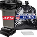 Reli. 40 to 45 Gallon Trash Bags Heavy Duty | 45 Trash Bags with Ties | Super Sizeable, Clear, Serious Garbage Cleanup