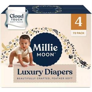 Millie Moon Luxury Diapers, 72 Piece, Humble and Kind 38 PC, Size 1-4 M