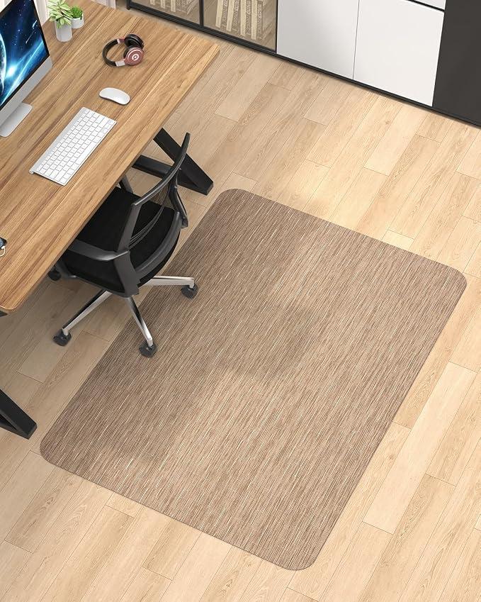 Blvornl Office Chair Mat for Hardwood Floor, 45"*53.1" Desk Computer Chair Mat, Large Anti-Slip Hard Floor Protector, PVC Mat Desk Rug for Office and Home, Red Brown
