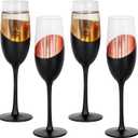 MyGift 8 oz Modern Stemmed Champagne Flutes with Angled Matte Black and Copper Plated Accent, Sparkling Wine Stemware, Wedding Party Toasting Glasses, Set of 4