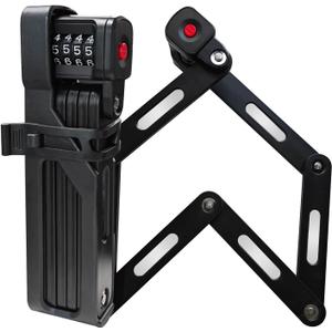 35 Inch Folding Bike Lock with Mount Bracket Kit, 4-Digit Combination for Bicycles, E-Bikes, Heavy Duty Anti-Theft, Anti-Cut, Anti-Pry Bicycle Lock