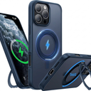 for iPhone 16 Pro Case 6.3-Inch with Magnetic 360° Ring Stand Compatible with MagSafe Frosted Matte Shockproof Protective Phone Cover 6.3" 2024, Blue