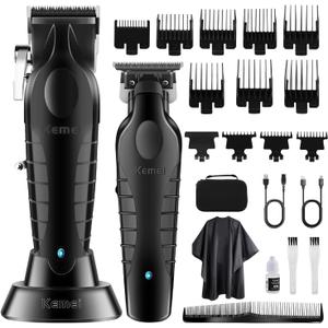 KEMEI Hair Clipper and Trimmer Set Professional Cordless Hair Clipper for Men Electric Beard Trimmers Barber Hair Cuttings Kit, T Blade Trimmers for Men, KM-2296KM-2299