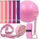 Pilates Set – Home Pilates Equipment for Women Kit with Magic Circle Pilates Ring and Ball Set, Resistance Bands & Massage Balls & Exercise Bands for Toning,Flexibility & Core Strength (Light Pink)