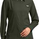 Womens Sun Protection Fishing Shirt with Zipper Pockets Lightweight SPF Long Sleeve Shirts for Hiking Safari (Green, S)