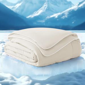 Bedsure Cooling Blankets for Hot Sleepers - Summer Blanket Queen Size, Cold and Lightweight Gift for Night Sweats, Ice Cooled Breathable Comforter for Bed, Linen, 90x90 Inches
