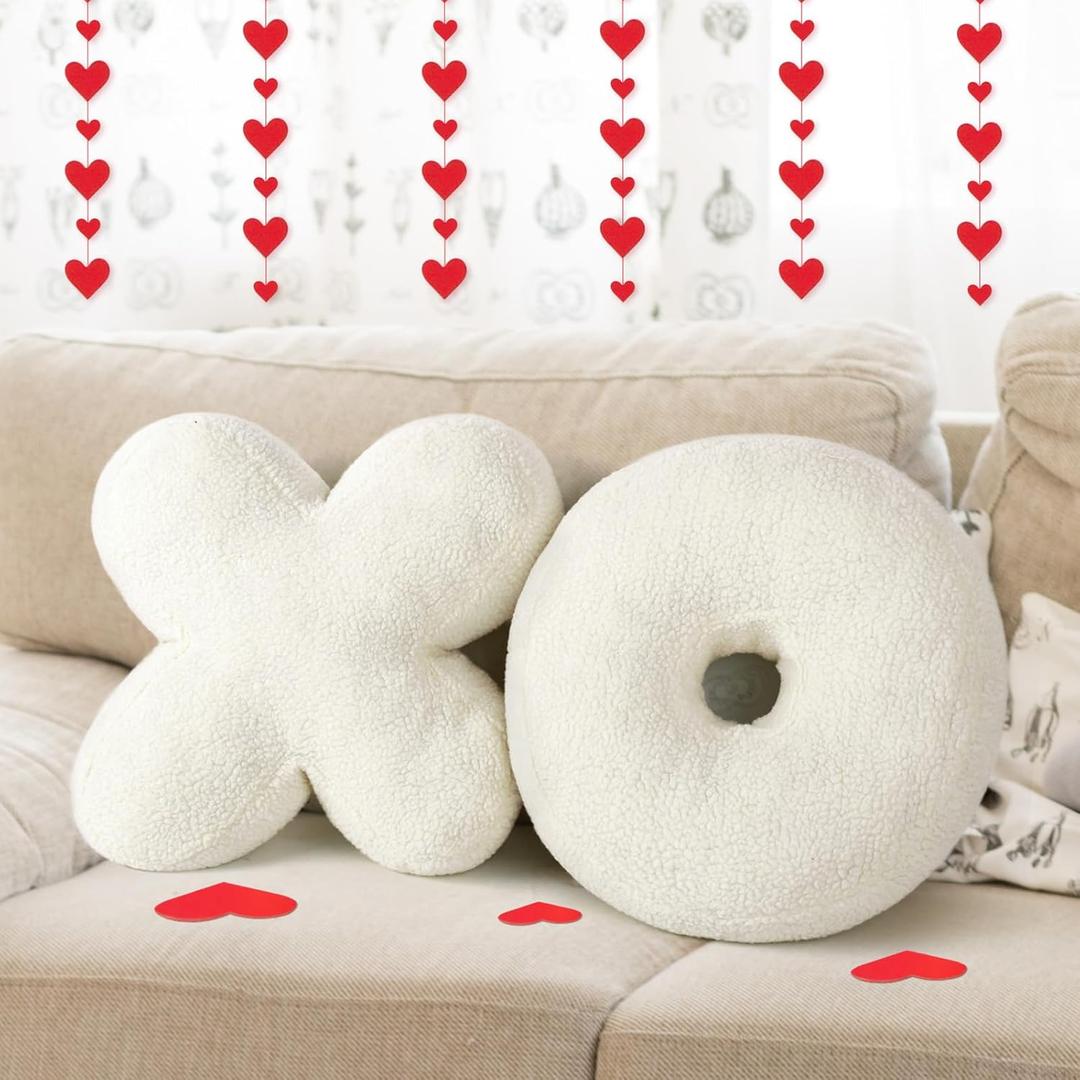 Cumule 2 Pcs Valentine's Day XO Pillow Plush White Cute Plush Soft Throw Pillows for Bedroom Living Room Plush White Cushion 14x14 Inch Cute Pillow for Cute Room Decorative Throw Pillow