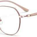 Reading Glasses for Women, Stylish Metal Frame Readers with Comfort Spring Hinges Anti Glare UV Filter Eyeglasses (Dusty Pink)