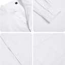 Alimens & Gentle Men's Cotton Linen Shirts Long Sleeve Button Down Shirt Band Collar Beach Shirts (White, L)