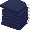 HARBOREST Outdoor Chair Cushions Set of 6, Water Resistant Patio Chair Cushions with Ties, Outdoor Seat Cushions for Patio Furniture, 17"x16"x2", Navy