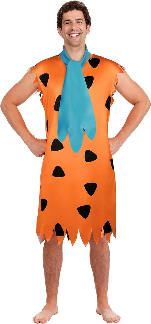 Halloween Men's Caveman Yellow Costumes Hawaiian Adult Fun Women's White Dress Couple Cartoon Characters Masquerade Costume (Medium)