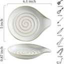 LAUCHUH Spoon Rest, Large Ceramic Spoon Holder for Kitchen Counter Spatula Rest Heat-Resistant Spoon Rest for Stove Top Cooking Utensil Holder, Farmhouse Kitchen Dcor for Mother's Day, Cream, 5 Inch