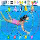 Diving Toys 15 PCS Pool Toys for Kids Age 4-8 8-12 Water Swim Thru Rings with Buoys and Sandbags Underwater Training Program Swimming Pool Games Water Sports Gifts