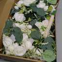 Bridesmaids Bouquets for Wedding - Set of 6 Realistic Artificial Rose Eucalyptus Silk Bride Flowers for Bridal Shower Ceremony Decorations - Ivory White