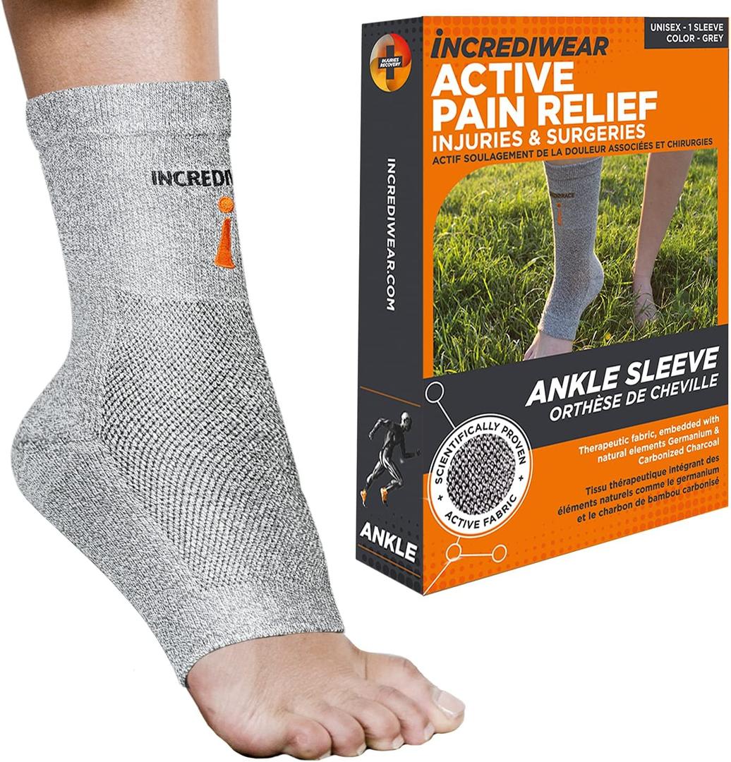 Incrediwear Ankle Sleeve  Ankle Brace for Joint Pain Relief, Sprained Ankle Support, Arthritis, Inflammation Relief, and Circulation for Women and Men (Grey, Small/Medium)