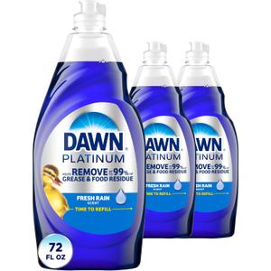 Dawn Platinum Dish Soap, Dishwashing Liquid, Fresh Rain, 3X24OZ