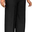 Unybwonn Women Wide Leg Dress Pants High Waisted Straight Leg Business Slacks Work Pants Casual Button Down Trousers (XX-Large, Black)