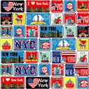 Fuyoooo 36 Pcs New York Magnets for Refrigerator Fridge Magnets Bulk Magnetic Patriotic New York Souvenirs USA Gifts Stickers for Home Decoration Accessories