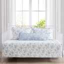 Laura Ashley Home - Daybed Set, Floral Bedding with Matching Shams & Pillow Cover, Home Decor for All Seasons (Walled Garden Blue, Daybed)