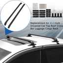 2Pcs 43.3 Inch Universal Car Top Roof Cross Bar Luggage Cargo Rack Adjustable Window Frame Aluminum Black