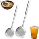 Fine Mesh Stainless Steel Colander Spoon, Sieve Fine Mesh Strainer with Long Handle Stainless Steel Skimmer Spoon Kitchen Gadget for Cooking Oil Filter Skimming Grease and Foam