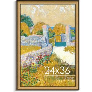 24x36 Poster Frame, Vintage 24 x 36 Poster Frame with HD Plexiglass Durable for Horizontal or Vertical Wall Mounting, Natural-Brown, 1 Pack