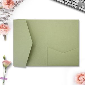 25 Pieces A7 Pocket Invitations (5.12 x 7.09) Trifold Wedding Invitation Cards for 5x7 Invites Wedding Bridal Shower Engagement Birthday Sweet 16 (Matte Sage Green)