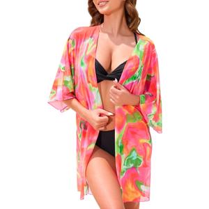 RELLECIGA Beach Cover Up for Women Swimsuit Kimono Cardigans Loose Casual Bathing Suit Coverups (L)