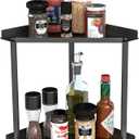 CHJgroup 2 Tier Small Spice Rack Organizer for Kitchen Countertop Black