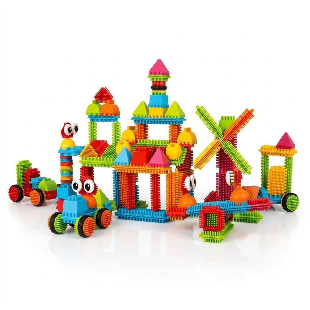 PicassoTiles 120pcs Hedgehog Interlocking Building Blocks Tiles Construction Toy Set Learning Playset STEAM Development Preschool Kindergarten Toy for Kids Age3+ PTB120, 11.75 X 14.13 X 3.38 Inches