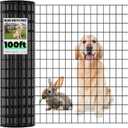 Welded Wire Fencing 36 Inch x 100 Foot, 2 Inch x 3 Inch 16GA Black Hardware Cloth PVC Coated Garden Border Fencing Roll Vinyl Coating Metal Wire Mesh for Yard Vegetable Goat Protection Poultry Netting