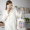 Chicimln Retro Coastal Beach Stamp Tote Bag, Ocean Nautical Lobster Canvas Tote Bags, Reading Lovers Gifts, Bookworm Gifts for Women Reusable Grocery Shopping Bags