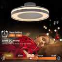 Smart Low Profle Ceiling Fans with 3-Dimmable Light Remote/APP Control, 20" Bladeless Ceiling Fans with 6 Speeds, Timer, Quiet DC Motor, Ceiling Fan with Light for Kids Bedroom/Living Room
