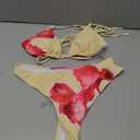 SOLY HUX Floral Print Bikini Sets for Women Halter Triangle High Cut Bathing Suit Two Piece Swimsuit L