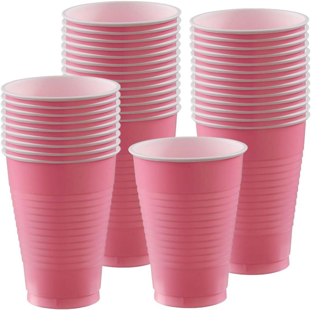 New Pink Plastic Cups (Pack of 20) - 12 oz. - Versatile Drinkware for Indoor & Outdoor Parties, Weddings, Birthdays, Celebrations & More