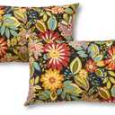 Greendale Home Fashions Outdoor 19x12 inch Rectangle Decorative Throw Pillow, 2-Pack, Bloom 2 Count