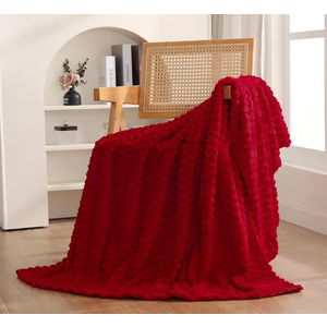 Red Throw Blanket 50"×60" inches Gifts for Mom Fuzzy 3D Jacquard Decorative Flannel Fleece Super Soft Plush Cozy Blanket for Couch Sofa Chair Lightweight