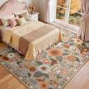 RELEANY Floral Washable 9x12 Area Rugs Brown/Brick