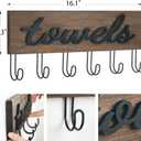 Mkono Towel Holder Wall Mounted Towel Rack Bathroom Decor Rustic Wood Towel Hooks to Hang Towels Bathroom Robe Coat Clothing, Bath Towel Hanger Storage Home Decor Organizer, Medium