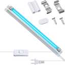 Qualirey 1 Pack UV Lamp Ozone Free, 253.7nm Wavelength UVC Germicidal Lamp 110V with ON/Off Switch Cord, Plug, Connector and Screw Tools for Closet/Cabinet/Bathroom (6w)