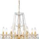 Gold Crystal Chandelier, 8-Light Crystal Chandeliers for Dining Room Light Fixture, Crystal Pendant Ceiling Light Modern Gold Lighting Fixture for Living Room Hallway Foyer Bedroom Kitchen Bathroom (25.8" High 26.4" Wide)