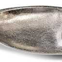 India Handicrafts Nautical Design 4 x 11 Inch Polished Aluminum Textured Fish Shaped Sectioned Serving Dish Platter Plate, Silver Tone, Small