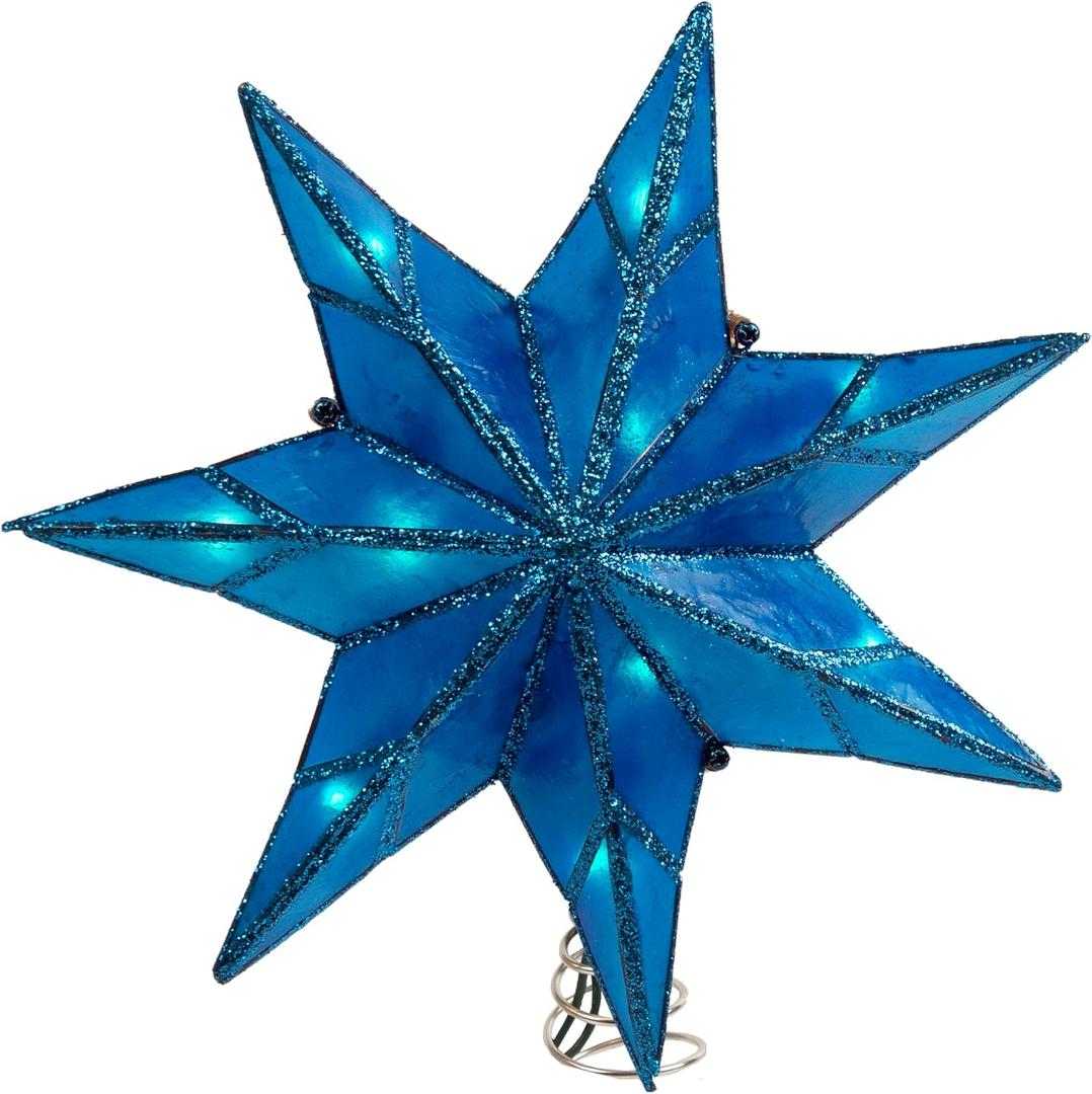 Kurt Adler 10-Light 7-Point Blue Capiz Star Treetop