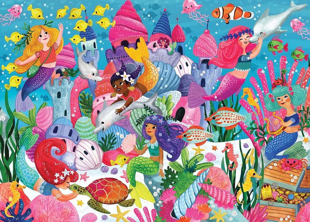 PETER PAUPER PRESS Mermaid Adventure Jumbo Floor Puzzle (48 Pieces) (36 inches Wide x 24 inches high)