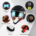 Retro Bluetooth 3/4 Open Face Motorcycle Half Helmet for Men Women - Dual Visors DOT Approved Lightweight Vintage Motorbike Helmet for Scooter Moped ATV Street Dirt Bike Commuting (Black, XL)